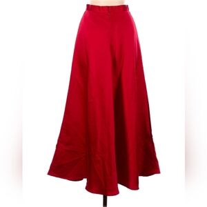 Long satin red skirt